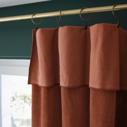 Rideau ajustable + 8 anneaux pince  140 x 270 cm velours de coton césar terracotta Orange