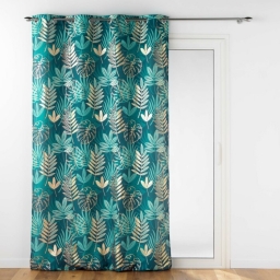 Rideau déco à oeillets 140 x 260 cm polyester imprimé Ornella Emeraude