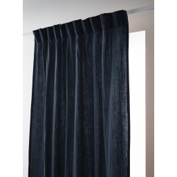 Rideau Galon Fronceur 140 x 240 cm - Double Gaze de Coton - Uni Ga&iuml;a Minuit
