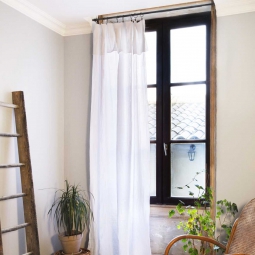 Rideau Gaze de Coton Blanc 140 x 300 cm + 8 Anneaux Pinces