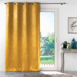 Rideau grande hauteur 135 x 280 cm occultant velours frapp&eacute; Melodie Ocre