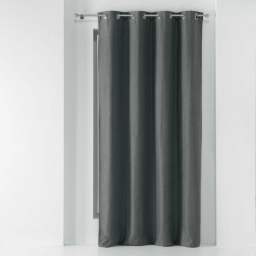 Rideau occultant &agrave; &oelig;illets - 135 x 240 cm - chambray uni - Chin&eacute;a Anthracite