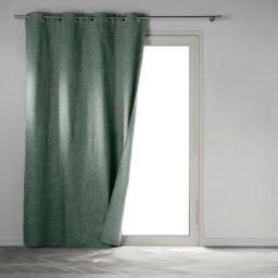 Rideau occultant &agrave; &oelig;illets 140 x 260 cm chambray uni C&egrave;dre Cr&eacute;puscule
