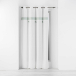 Rideau tamisant 140 x 240 cm coton + haut brodé Amaya Menthe