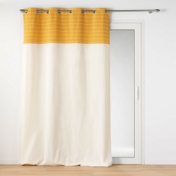 Rideau tamisant 140 x 240 cm coton recycl&eacute; + fils coup&eacute;s Linechic Jaune