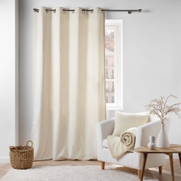 Rideau tamisant à œillets bouclette unie Wooly Naturel 140 x 240 cm