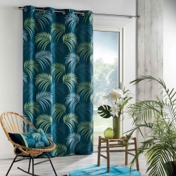 Rideau tamisant à oeillet 140 x H260 cm Blue végétal bleu