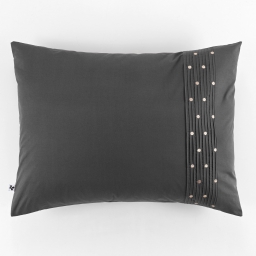 Taie d'oreille brodée 100% coton luxe 57 fils 50 x 70 cm Agathe Anthracite