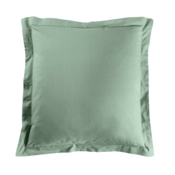 Taie d'oreiller 63 x 63 cm uni 57 fils lina  +point bourdon Sauge