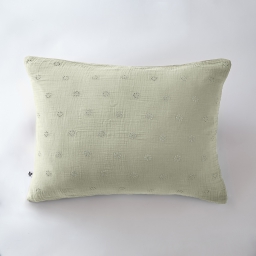 Taie d'oreiller brodée en gaze de coton 50 x 70 cm Gaïa Boho Vert clair