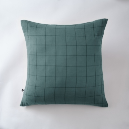 Taie d'oreiller gaze de coton tissée  60 x 60 cm Gaia Match Bleu canard