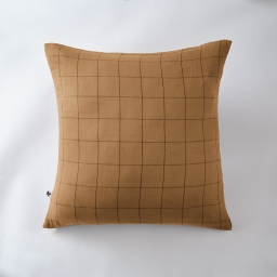 Taie d'oreiller gaze de coton tissée  60 x 60 cm Gaia Match Camel