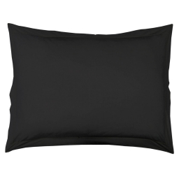 Taie d'oreiller volant plat 50 x 70 cm uni 57 fils lina  + point bourdon Charbon