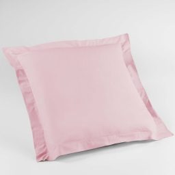 Taie d'oreiller volant plat 63x63 cm uni 57 fils lina  +point bourdon Rose clair