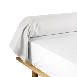 Taie de traversin 85 x 185 cm uni 57 fils lina  +point bourdon Blanc