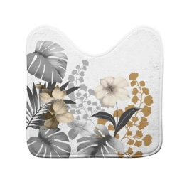 Tapis contour wc 45 x 45 cm microfibre imprimee kelly  des. place Blanc