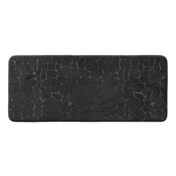 Tapis de bain 50 x 120 cm microfibre unie relief ricochet Noir