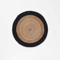 Tapis deco rond (0) 90 cm jute bicolore salem Noir