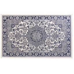 Tapis rectangle 68 x 110 cm viscose tissee cherine Bleu