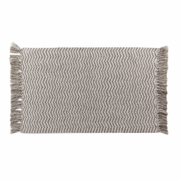 Tapis rectangle a franges 50 x 80 cm coton/polyester tisse alessia Sans