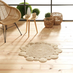 tapis rond déco (0) 90 cm jute ajouré Cordou