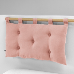 Tête de lit 5 boutons avec passants gaze de coton 50 x 80 cm gaïa rose pêche Rose
