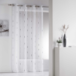 Voilage &agrave; &oelig;illets 140 x 260 cm voile sabl&eacute; fils chenille Chenilla gris