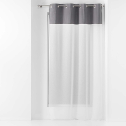 Voilage a oeillets 137 x 240 cm voile sablé + haut  coton Jolibel Gris