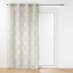 Voilage a oeillets 140 x 240 cm effet lin tiss&eacute; imprime Indila Beige