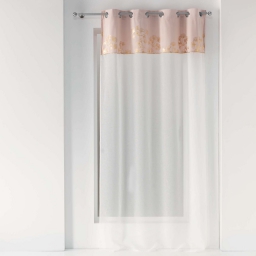 Voilage a oeillets 140 x 240 cm + haut velours Mila rose Dragee