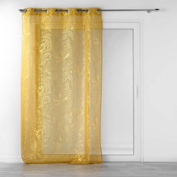Voilage à oeillets 140 x 240 cm imprimé métallisé Belflor Jaune/Or