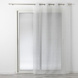 Voilage à oeillets 140 x 240 cm luminette fils metallises dixie Blanc/argent