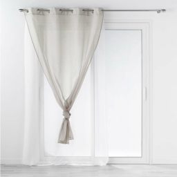 Voilage a oeillets 140 x 240 cm voile double sable duetto Gris/blanc