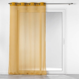 Voilage à oeillets 140 x 240  cm voile sablé + bande velours cotelé Casual Jaune