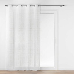 Voilage a oeillets 140 x 240 cm voile sabl&eacute; brod&eacute; metallis&eacute; Odessa Or