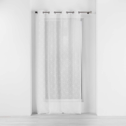 Voilage a oeillets 140 x 240 cm voile sabl&eacute; brod&eacute; Olyympia Blanc
