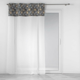 Voilage a oeillets 140 x 240 cm voile sablé + haut velours Clairine Gris