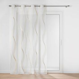 Voilage a oeillets 140 x 240 cm voile sablé  imprimé metallisé Elona Or