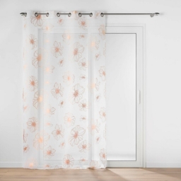 Voilage a oeillets 140 x 240 cm voile sablé  imprimé metallisé Joyce Or rose