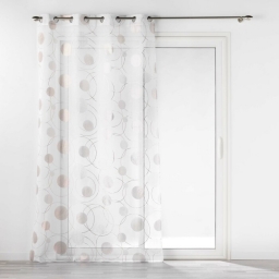 Voilage a oeillets 140 x 240 cm voile sable imprime metallise oliane