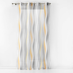 Voilage a oeillets 140 x 240 cm voile sable imprime ondulys Jaune/blanc
