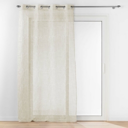 Voilage a oeillets 140 x 240 cm voile sable imprim&eacute; Pandore Blanc