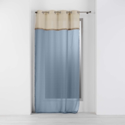 Voilage à oeillets 140 x 240 cm voile sablé + jute Greenybel Bleu