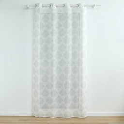 Voilage a oeillets 140 x 240 cm voile tiss&eacute; appliqu&eacute; Levita Blanc