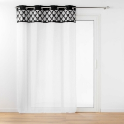 Voilage a oeillets 140 x 240 cm voile tisse brodé Kasita Noir