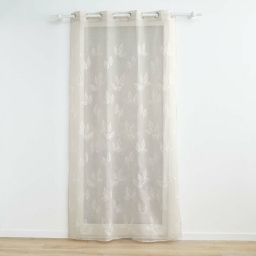 Voilage a oeillets 140 x 280 cm voile sablé brodé Berry Taupe