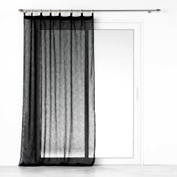 Voilage a oeillets bois 140 x 240 cm voile tiss&eacute; Minalisa Noir