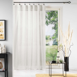 Voilage effet lin &agrave; anneaux 140 x 240 cm Linka Blanc