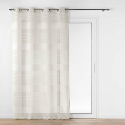 Voilage grande hauteur a oeillets 140 x 280 cm effet lin tissé Janice Beige