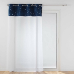 Voilage grande hauteur a oeillets 140 x 280 cm Velours phosphorescent Moonlight Bleu